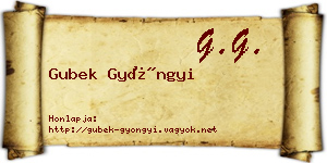 Gubek Gyöngyi névjegykártya