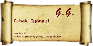 Gubek Gyöngyi névjegykártya